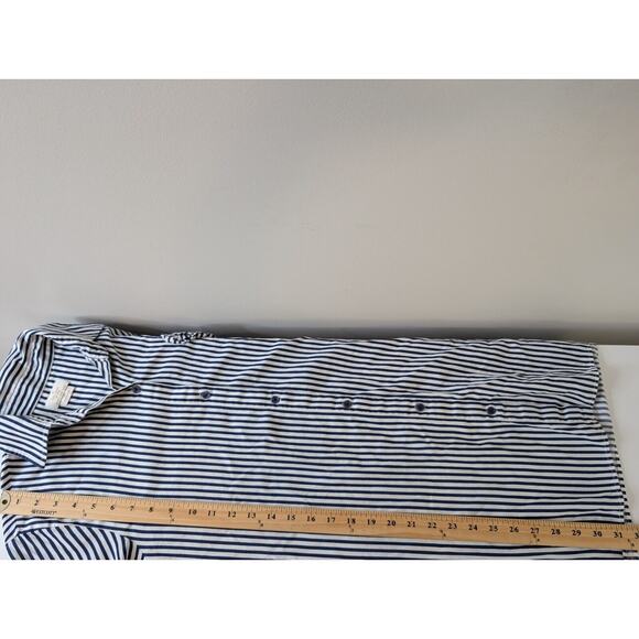 Kate Spade Button Up Pajama Shirt Size M Blue White Striped Heart Ruffle - Picture 9 of 10